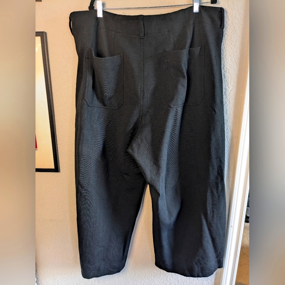 Anthropologie Maeve Colette Knit Crop Wide-Leg Pants Black High Rise Stretch 24W - Picture 2 of 8